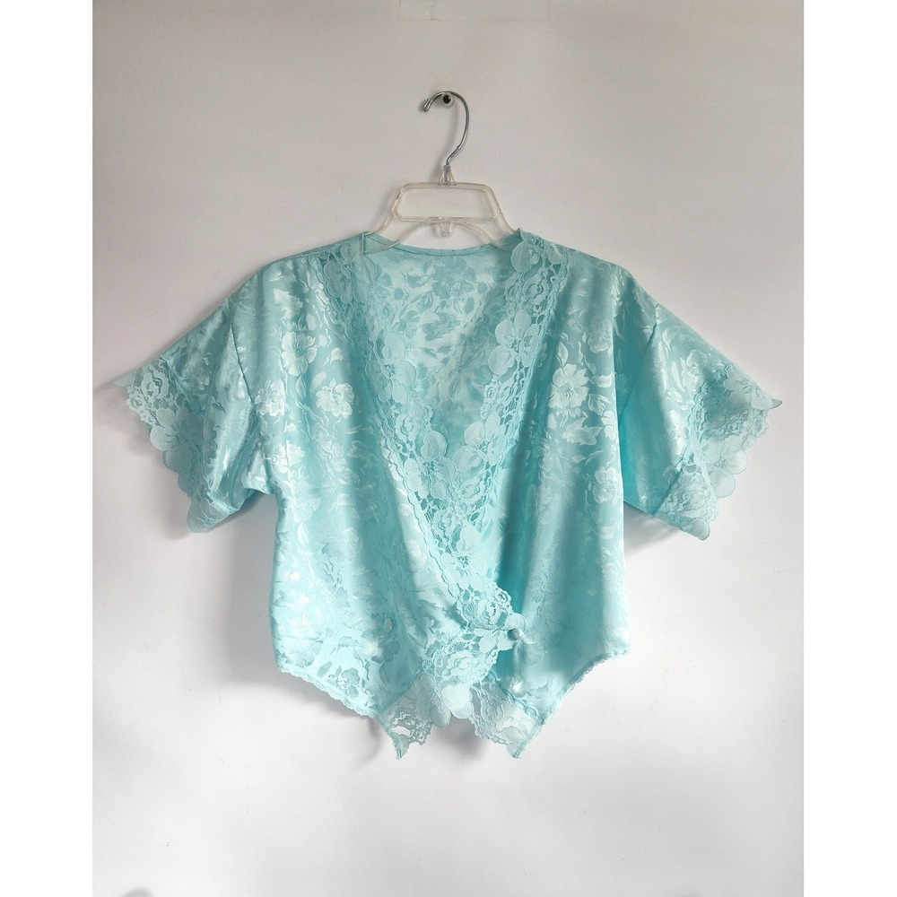 Vintage Victoria's Secret Pajama Top Medium USA Gold Label Lace Trim Jacquard